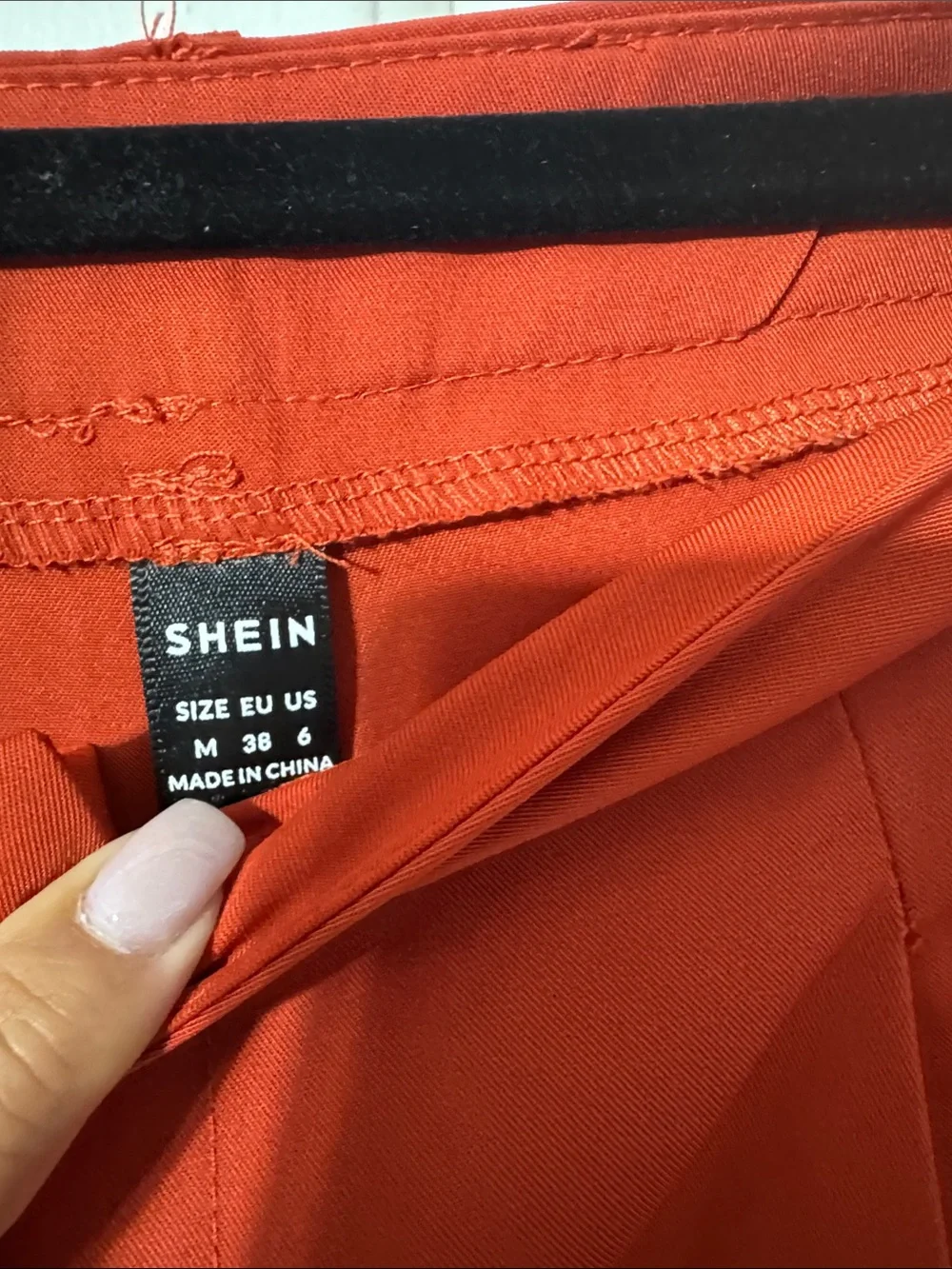 SHEIN dark orange Sleeveless Vest and Wide-Leg Pants Set